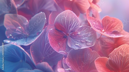 Tranquil Hydrangea  Extreme macro frames the soothing wavy motion of mophead hydrangea petals.