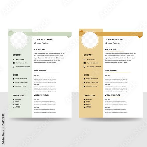  CV Design, Clean Modern Resume and Cover Letter Layout Vector Template for Business Job Applications,cv design, Clean Resume Templates, Modern Resume.