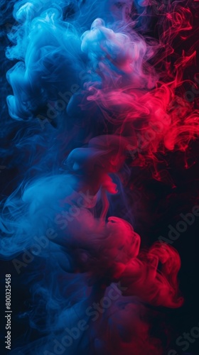 Blue and red smoke swirling together