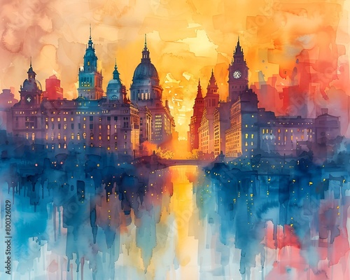 A Watercolor Fantasy of City Skylines