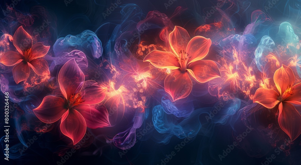 Obraz premium 3 d rendering of colorful fractal flowers background