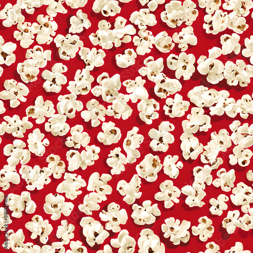 Popcorn seamless pattern texture illustration. Tillable popcorn texture illustration. Perfect seamless popcorn pattern illustration. Close up top view of popcorn texture illustration. photo