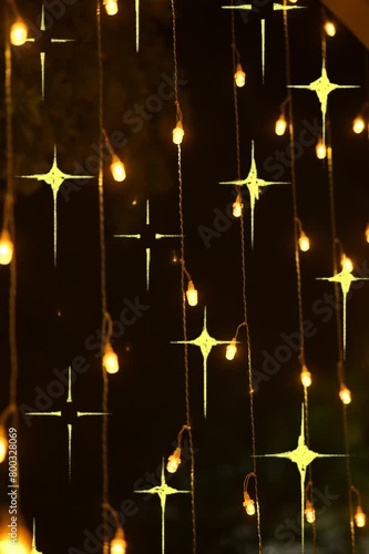 golden stars and lights. celebration event time. wallpaper and  pattern with lights