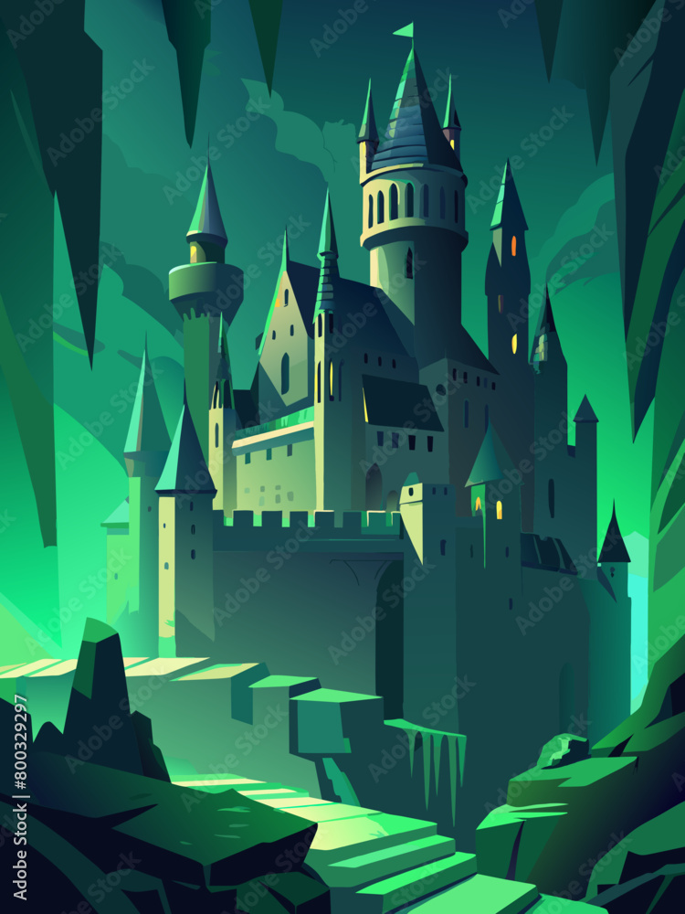 vector illustration of scary castle 