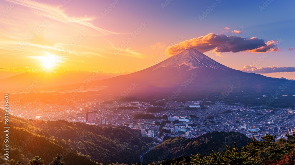 Fuji Mountain stands majestically as an iconic symbol of Japan's natural beauty and cultural significance.