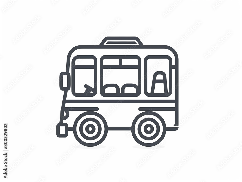 Outline the icon of a school bus on a white background. Simple and minimal design. Outline the icon of a school bus on a white background. Simple and minimal design.