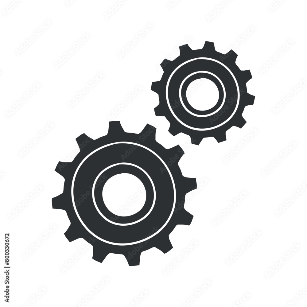 Gear Icon Silhouette Illustration. Technology Vector Graphic Pictogram Symbol Clip Art. Doodle Sketch Black Sign. Gear Icon Silhouette Illustration. Technology Vector Graphic Pictogram Symbol Clip Art. Doodle Sketch Black Sign.