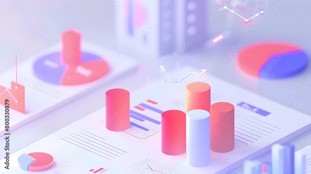 Sleek 3D Render of Rising Bar Graphs and Dynamic Charts Projecting Growth and Success in a Sleek 3D Render of Rising Bar Graphs and Dynamic Charts Projecting Growth and Success in a