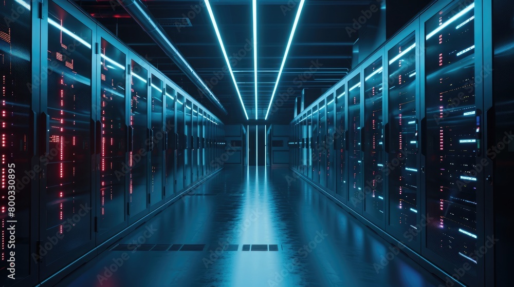 Supercomputer processor server room advanced chip quantum computing silicone computation