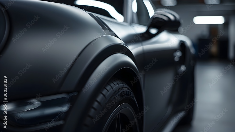 Matte Black Automobile Surface with Subtle Elegance and Unique Texture