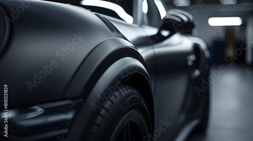 Matte Black Automobile Surface with Subtle Elegance and Unique Texture