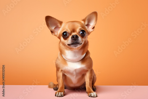 Aesthetic minimalist portrait of a small dog, perfect for use in pet event promotions, against an isolated neutral background. - Generative AI, © Ajrak