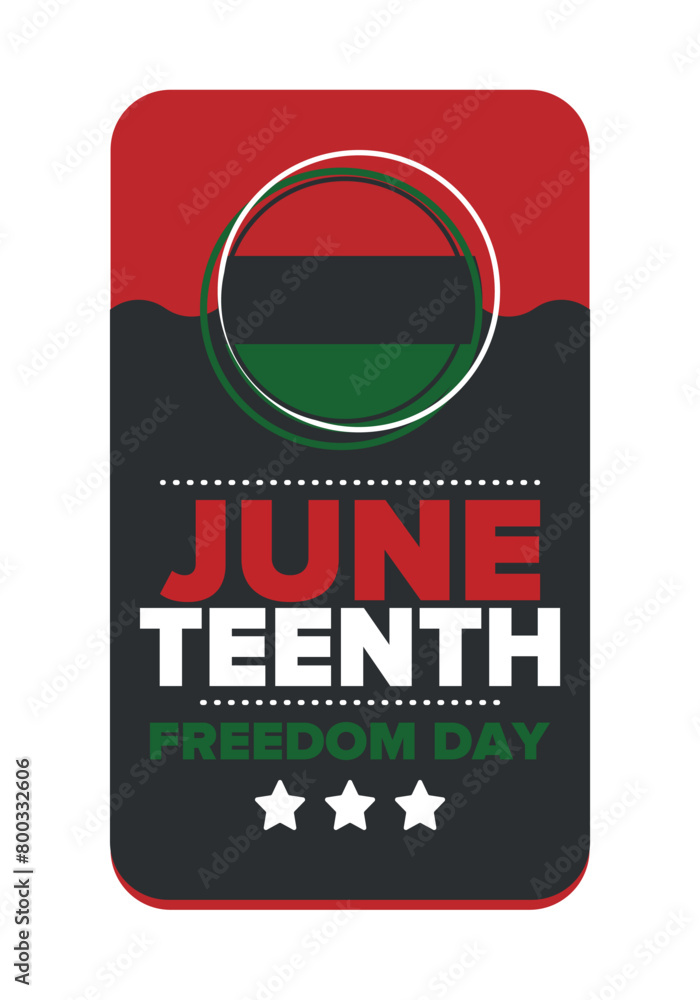 Fototapeta premium Juneteenth Independence Day. Freedom or Emancipation day. Annual american holiday, celebrated in June 19. African-American history and heritage. Poster, greeting card, banner and background. Vector