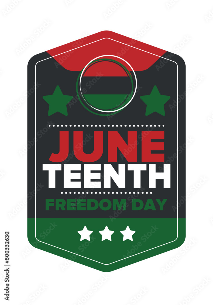 Naklejka premium Juneteenth Independence Day. Freedom or Emancipation day. Annual american holiday, celebrated in June 19. African-American history and heritage. Poster, greeting card, banner and background. Vector