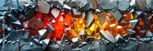modern abstract design pattern of a broken wall photo