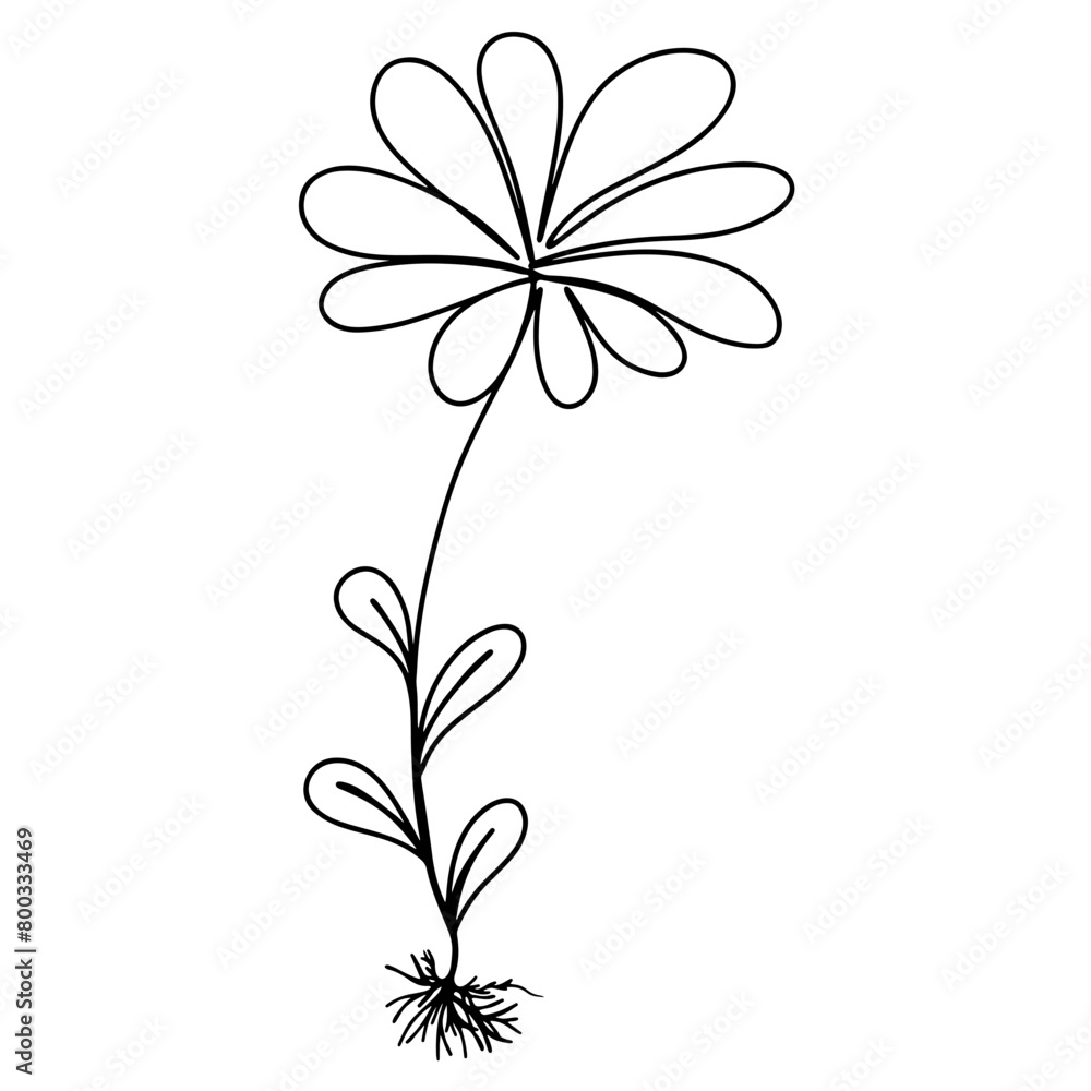 Fototapeta premium Continuous one line drawing of flower. vector graphic illustration