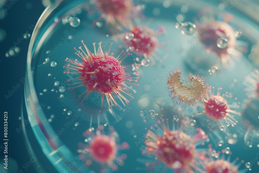 Microbiology Study: Macro Shot of Bacterial and Viral Growth in Lab,Scientific Research: Macro Close-Up of Microorganisms in Lab Microbiology Study: Macro Shot of Bacterial and Viral Growth in Lab,Scientific Research: Macro Close-Up of Microorganisms in Lab
