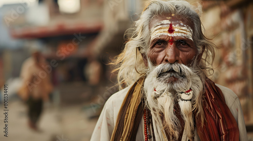 Portrait of sadhu Baba Nondo Somendrah, Varanasi, India. photo