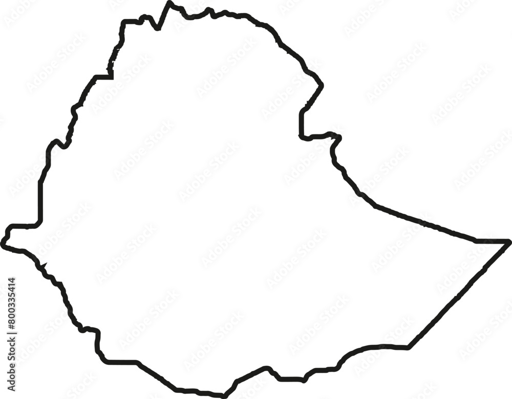 Outline sketch of Ethiopia map vector art
