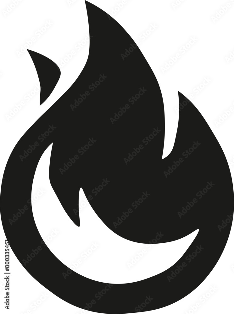 Black flame icon silhouette Black flame icon silhouette