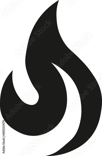 Sleek black flame icon