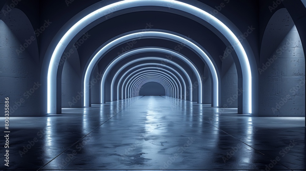 A long tunnel with light coming from the end of it, AI
