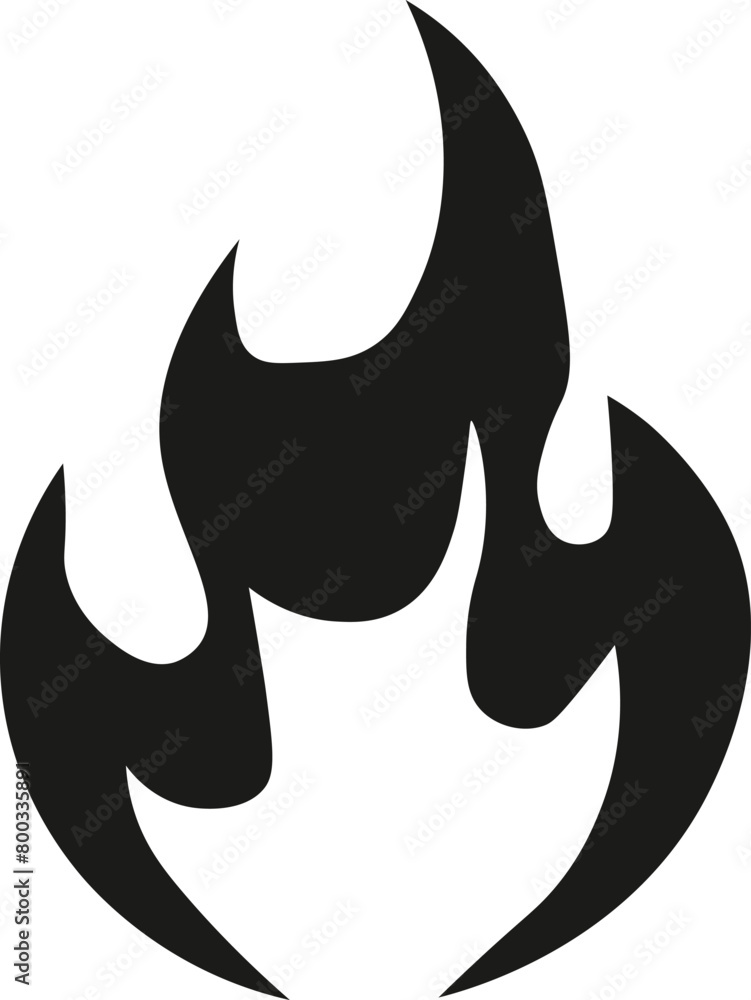 Symmetrical black fire flame vector icon Symmetrical black fire flame vector icon