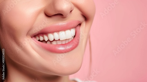 Woman showing her smile  oral health concept generative ai