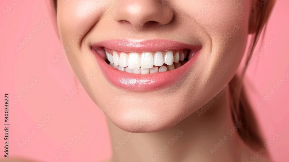 Obraz premium Woman showing her smile, oral health concept generative ai