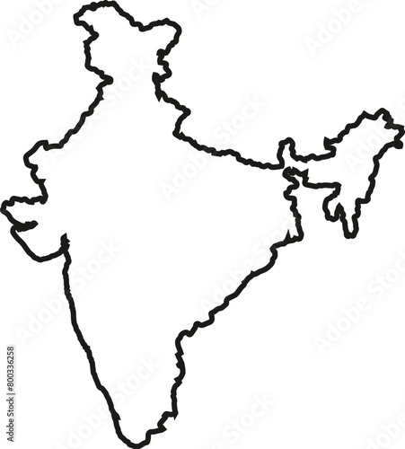 Outline sketch of India map vector art
