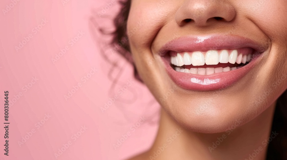 Obraz premium Woman showing her smile, oral health concept generative ai