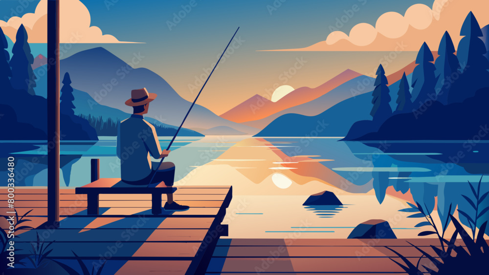 Naklejka premium illustration of fishing