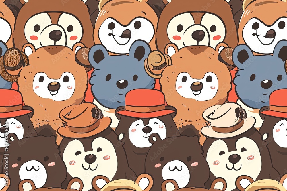 Bear Parade: Adorable Cartoon Bears in Hats,Bear Hats Galore: Playful Cartoon Bear Designs Bear Parade: Adorable Cartoon Bears in Hats,Bear Hats Galore: Playful Cartoon Bear Designs