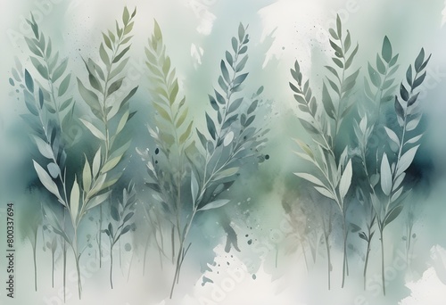  a painting of green leaves on a white background,
 stand out from the background.  photo