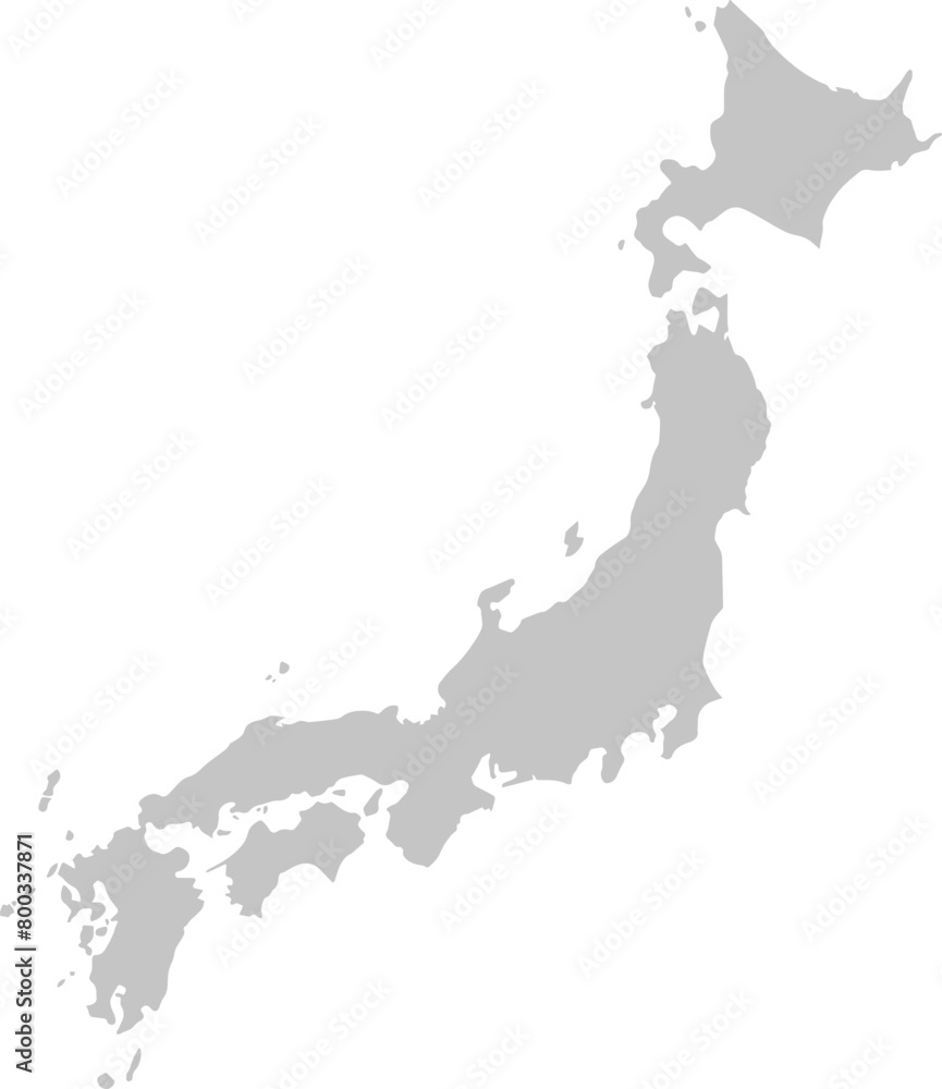 Japan map silhouette in grey scale vector illustration