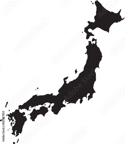 Wallpaper Mural Japan country map black silhouette vector graphic Torontodigital.ca
