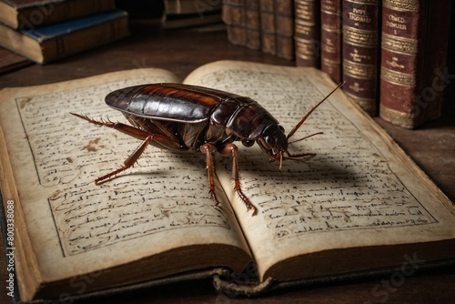 An image of a Cockroach on the book