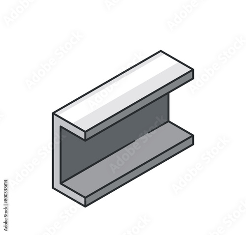 Metallic Beam Or Girder With Flange On The Top And Bottom, In Minimalist Gray Palette, Industrial Or Architectural Item
