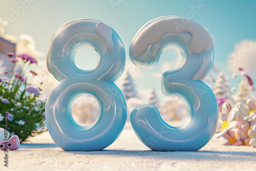 Number 83 in 3d style