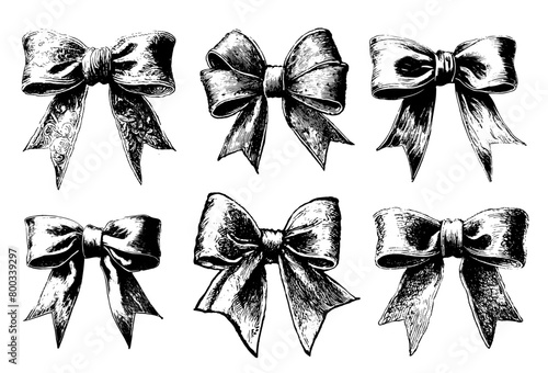 手書き風のリボン。アンティーク調の装飾。AI生成画像。