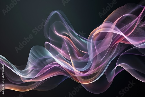 Fluid Curve Abstract: 3D Line Poster on Black Background with Soft Colors, Gradient Backdrop - High Resolution Commercial Illustration