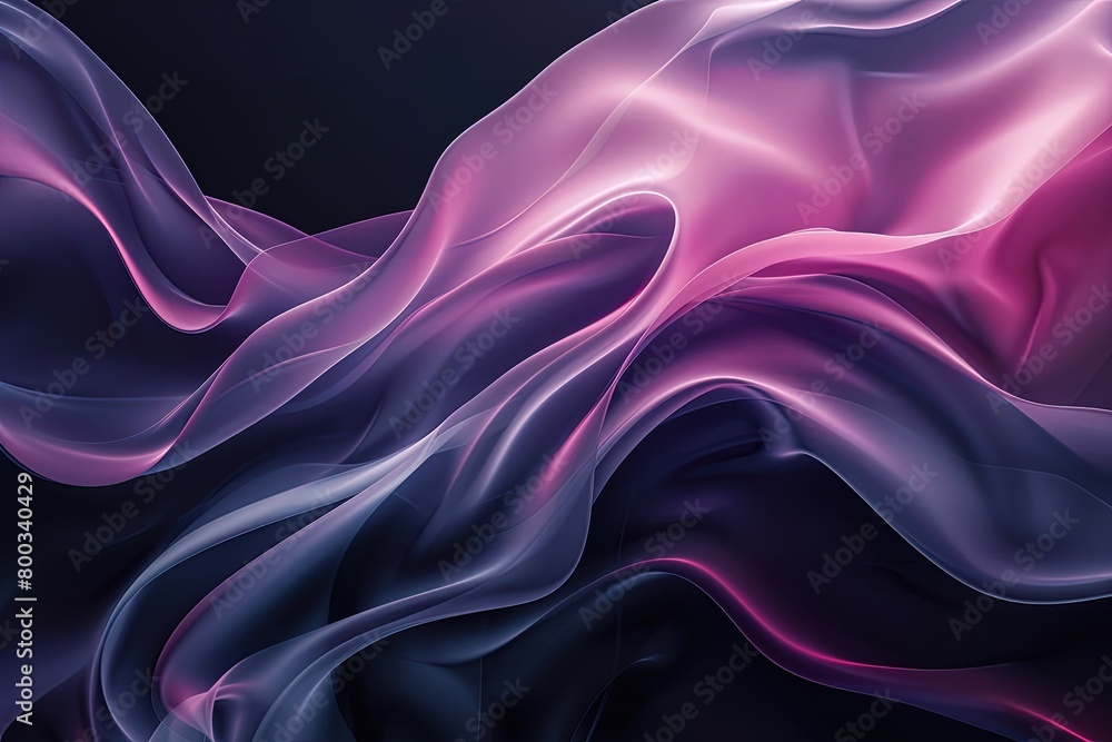 Obraz premium Fluid Curve Abstract: 3D Line Poster on Black Background with Soft Colors, Gradient Backdrop - High Resolution Commercial Illustration