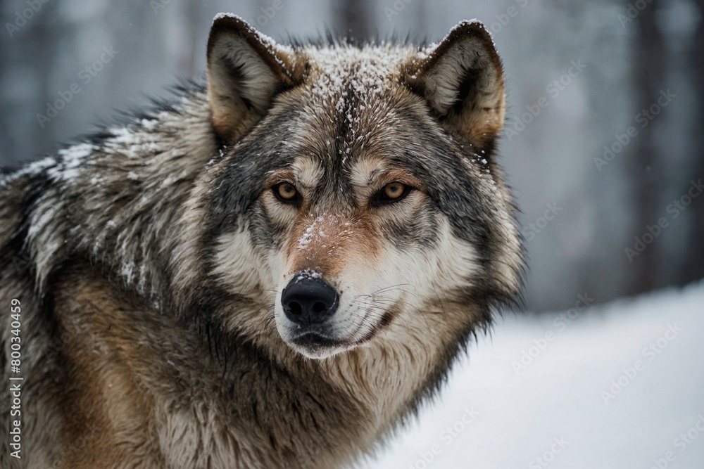 Fototapeta premium An image of wolf in the snow