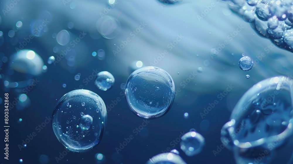 Air bubbles in the water background.Blue tone. Air bubbles in the water background.Blue tone.