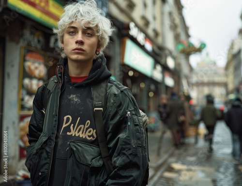 portrait of a young blonde boy with a curly hair