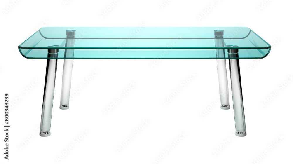 Glass table with metal legs on a stark white background on transparent background Glass table with metal legs on a stark white background on transparent background