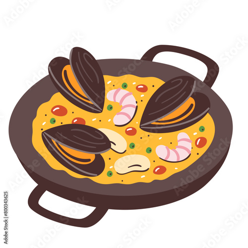 Paella icon for restaurants. Hand-drawn vector icon.