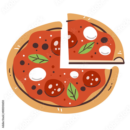 Pizza icon. Fast food icon. Restaurant icon. Hand-drawn vector icon.