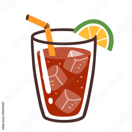Soft drink icon. Soda drink colorful icon. Hand-drawn vector icon.