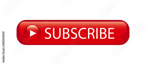 Red 3d subscribe button isolated on transparent or white background, vector illustration